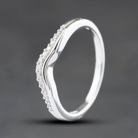 Second Hand 18ct White Gold 0.10ct Brilliant Cut Diamond Wishbone Ring 41482829