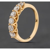 Second Hand 18ct Yellow Gold 1.00ct Brilliant Cut Diamond Half Eternity Ring 41482894