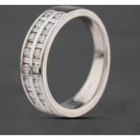 Second Hand 18ct White Gold 0.50ct Brilliant Cut Diamond Two Row Ring 41482899