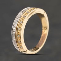 Second Hand 9ct Two Colour Gold Brilliant Cut Diamond Two Row Ring 41482905