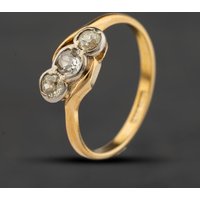 Second Hand Yellow Gold 0.35ct Diamond Cross Over Three Stone Ring 41482952