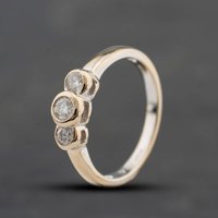 Second Hand 18ct White Gold 0.35ct Brilliant Cut Diamond Rubover Set Three Stone Ring 41483002