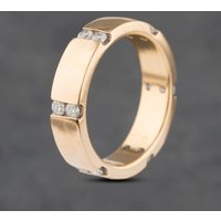 Second Hand 14ct Yellow Gold Diamond Twelve Tension Set 5.5mm Wedding Ring 41871407