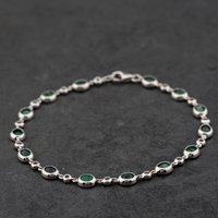 Second Hand 14ct White Gold 4.50ct Emerald & 0.50ct Brilliant Cut Diamond 7.25 Inch Bracelet 43071023