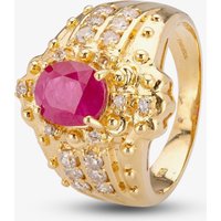Second Hand 18ct Yellow Gold Oval Rubover 1.50ct Ruby & 0.40ct Diamond Two Row Ring 4312056
