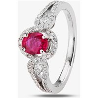 Second Hand 18ct White Gold 0.75ct Ruby & 0.45ct Diamond Ornate Ring 4312076