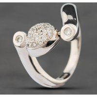 Second Hand 14ct White Gold Brilliant Cut Diamond Revolving Heart & Lock Head Dress Ring 43121013
