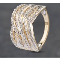 Second Hand 14ct Yellow Gold 1.00ct Diamond Seven Row Crossover Band Ring 43121196