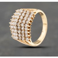 Second Hand 14ct Yellow Gold 1.25ct Diamond Multi Row Cluster Ring 43121233
