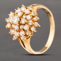 Second Hand 18ct Yellow Gold 1.01ct Brilliant Cut Diamond Multi Cluster Ring 43121240