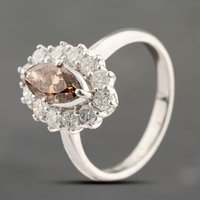 Second Hand Platinum 1.64ct Diamond Marquise Cognac Cluster Ring 43121246