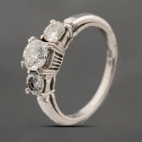 Second Hand Platinum 1.00ct Brilliant Cut Diamond Three Stone Ring 43121254