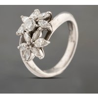 Second Hand Platinum 1.01ct Diamond Double Flower Cluster Ring 43121292