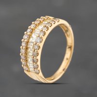 Second Hand 18ct Yellow Gold 1.00ct Diamond Three Row Ring 43121321