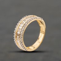 Second Hand 14ct Yellow Gold 1.00ct Diamond Three Row Ring 43121336