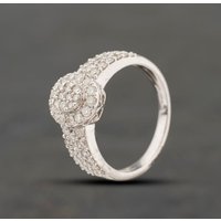 Second Hand 14ct White Gold 1.16ct Brilliant Cut Diamond Oval Cluster Ring 43121338