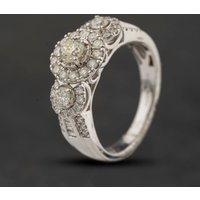 Second Hand 14ct White Gold 1.00ct Brilliant Cut Diamond Triple Cluster Ring 43121351