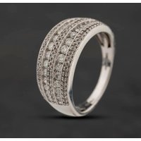 Second Hand 9ct White Gold Diamond Five Row Band Ring 43121357