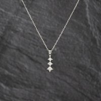 Second Hand 9ct White Gold 0.25ct Princess Cut Diamond Three Stone Dropper Pendant & 16-18 Inch Trace Chain 43141334