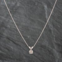 Second Hand White Gold 0.50ct Brilliant Cut Diamond Pendant & 18 Inch Trace Chain 4314211