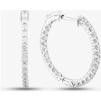Second Hand 14ct White Gold 24mm 1.25ct Brilliant Cut Diamond Hoop Earrings 43171148