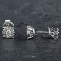 Second Hand 14ct White Gold 0.32ct Brilliant Cut Diamond Round Cluster Stud Earrings 4317127