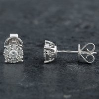 Second Hand 14ct White Gold 0.32ct Brilliant Cut Diamond Round Cluster Stud Earrings 4317131