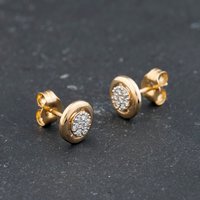 Second Hand 9ct Yellow Gold 0.15ct Brilliant Cut Diamond Round Cluster Stud Earrings 43171454