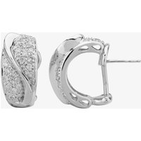 Second Hand 18ct White Gold Pave Diamond Half-Hoop Earrings 4317154