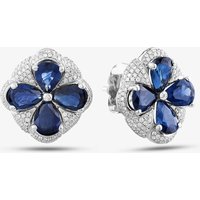 Second Hand 9ct White Gold 6.25ct Sapphire & 1.20ct Brilliant Cut Diamond Large Cluster Stud Earrings 431715529