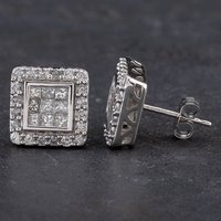 Second Hand 9ct White Gold 1.00ct Diamond Stud Earrings 4317362