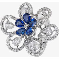 Second Hand 18ct White Gold 2.29ct Sapphire & 2.00ct Diamond Flower Cluster Ring 4328189