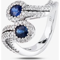 Second Hand 18ct White Gold 1.00ct Sapphire & 0.80ct Diamond Twist Ring 4328395