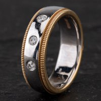 Second Hand 14ct Two Colour Gold 3 Stone Diamond Wedding Ring 4328652