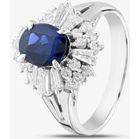 Second Hand Platinum Certificated 1.71ct Sapphire & 0.71ct Brilliant Cut Diamond Oval Cluster Ring 43361125