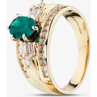 Second Hand 14ct Yellow Gold Emerald & 0.63ct Diamond Cluster Ring 43371070