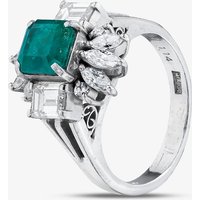Second Hand Platinum 1.32ct Emerald & 1.14ct Diamond Cluster Ring 43371076