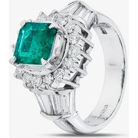 Second Hand Platinum 1.17ct Emerald & 0.97ct Diamond Cluster Ring 43371078