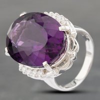 Second Hand Platinum 20.28ct Amethyst & 0.22ct Brilliant Cut Diamond Oval Dress Ring 43421007