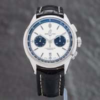 Second Hand Breitling Mens Premier B01 White Leather Strap Watch AB0118221G1P1