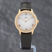 Second Hand OMEGA Ladies Prestige 18ct Gold Green Leather Strap Watch 434.58.28.60.55.002