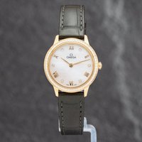 Second Hand OMEGA Ladies De Ville Prestige 18ct Gold Green Leather Strap Watch 434.58.28.60.55.002