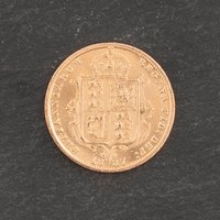 Second Hand 22ct Yellow Gold Queen Victoria 1887 Sheild Back Half Sovereign Coin 47011130
