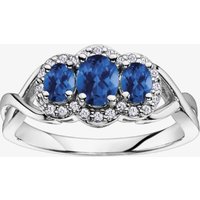 9ct White Gold Sapphire and Diamond Triple Cluster Twist Ring 51Y38WG/9-10 P