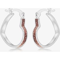 Sterling Silver Rose Stardust Heart Hoop Earrings 8.51.2029
