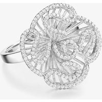 Fei Liu Cascade Sterling Silver Cubic Zirconia Silver Flower Ring (N) CAS-925R-003-CZ00