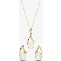 9ct Yellow Gold Opal & Diamond Jewellery Set RJE04811 & RJP04810