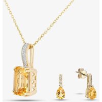 9ct Yellow Gold Citrine & Diamond Jewellery Set