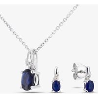 9ct White Gold Oval Sapphire & Diamond Twist Jewellery Set