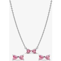 PANDORA Pink Bow Jewellery Set 394235C01-45 & 293505C01